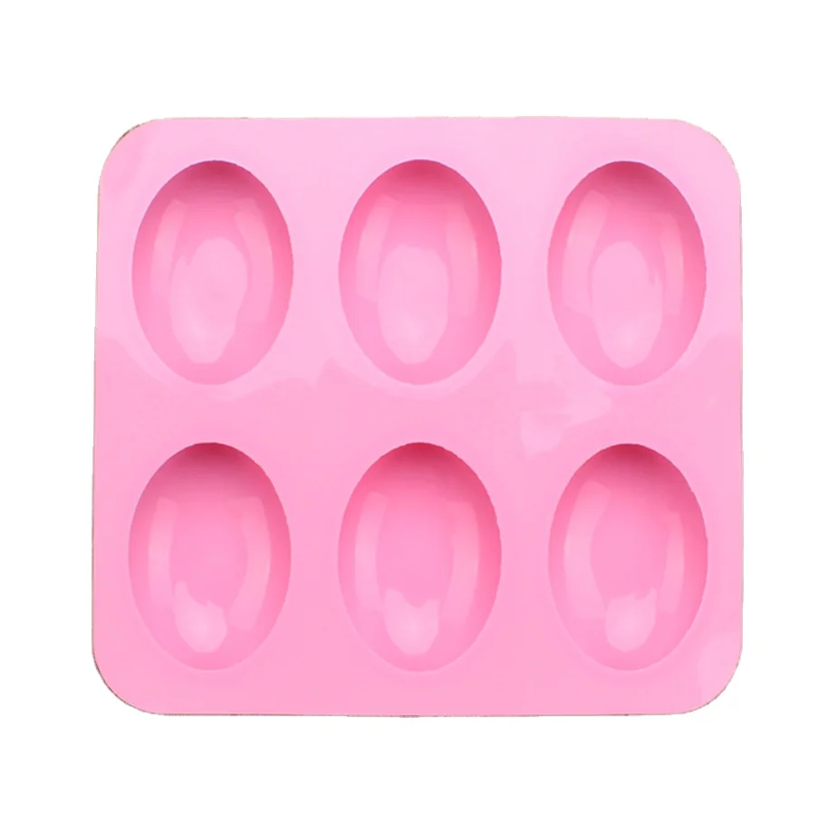 

S187 6 Cavity handmade Soap mold DIY Oval Silicone cake mold, Random