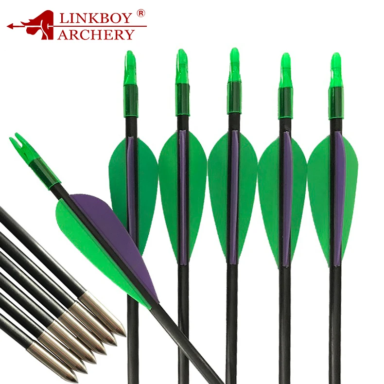 Linkboy Archery Spine1200 Fiberglass 31.5" Fiberglass Arrow for Recurve Bow Archery New Training Archers Practice Arrow