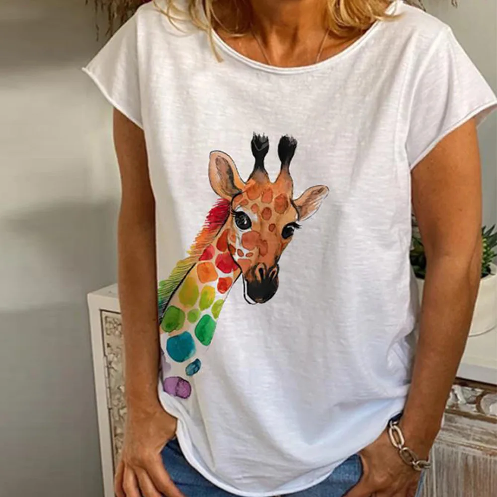 

2021 New Fashion Ladies Cotton Round Neck Letter Shirt T-shirt