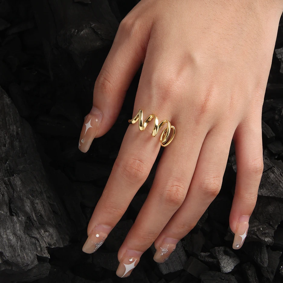 

VIANRLA new arrival open adjustable ring 925 sterling silver spiral ring womens gold plated rings