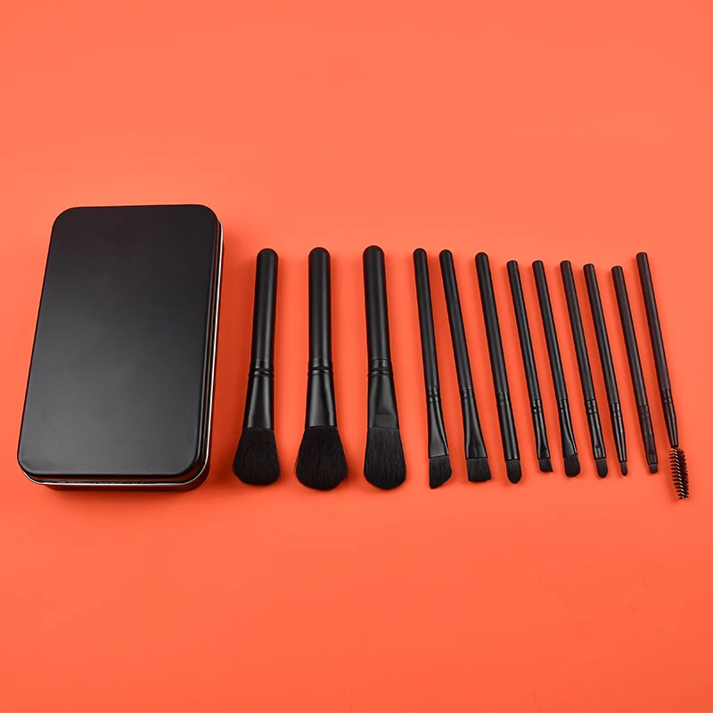 

Supplier Customization Luxury Private Label Black Makeup Brushes Set Tool With Iron Box