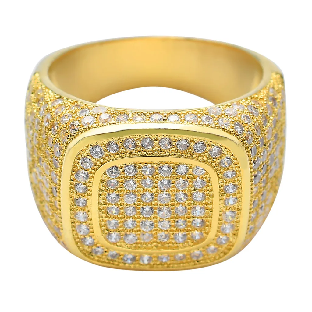 

Personalized gold plated micro-zircon ring hip-hop men full diamond ring jewelry wholesale