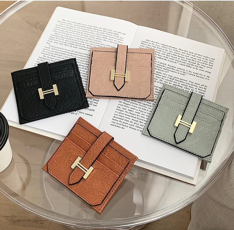 

Simple Fashion Women Unisex Wallet China Manufacturer Competitive Price Credit Card Slot Pu Leather for Ladies Mini Card Slot, 4 colors