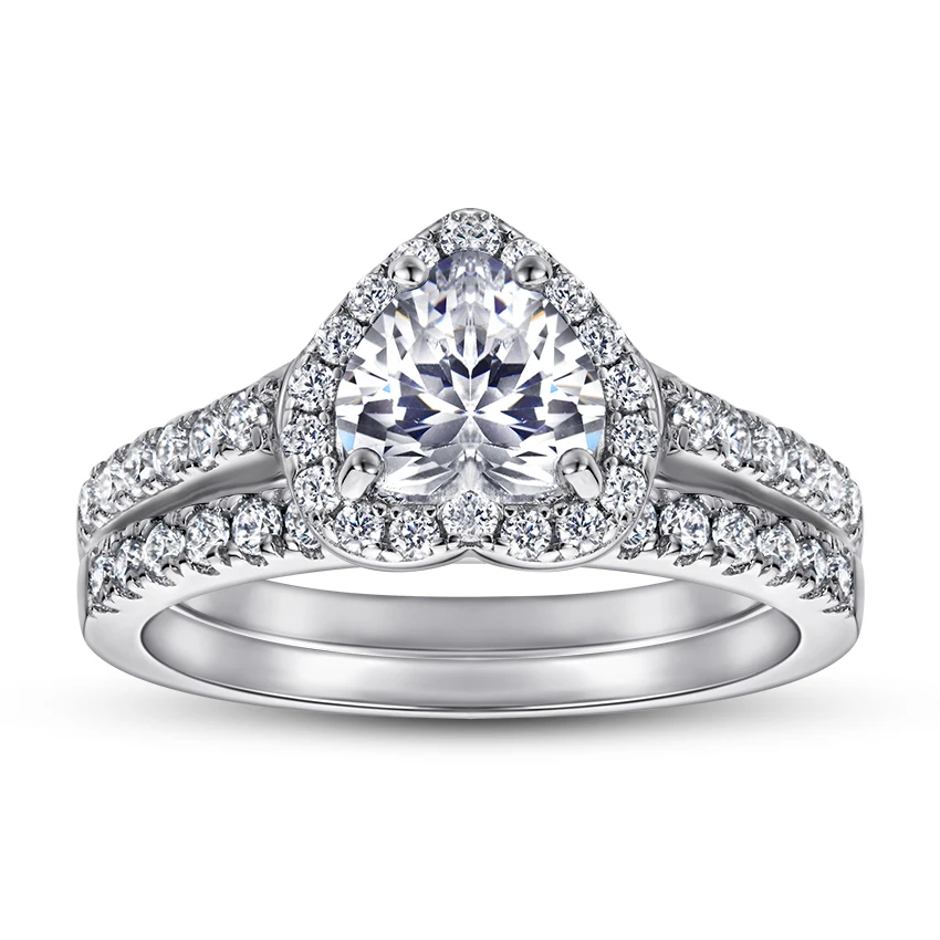 

Heart-shaped Classic timeless sterling silver ring set wedding ring for women