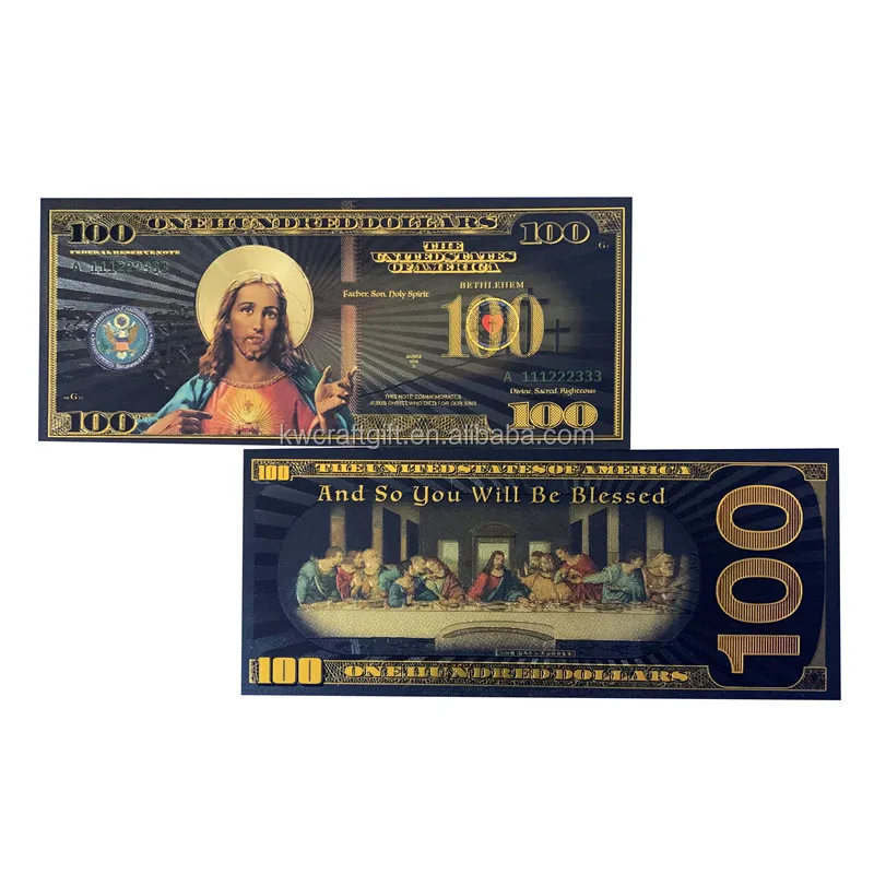 

new technology 24K foil God's last supper bill black bronzing one hundred dollars Jesus for Collection