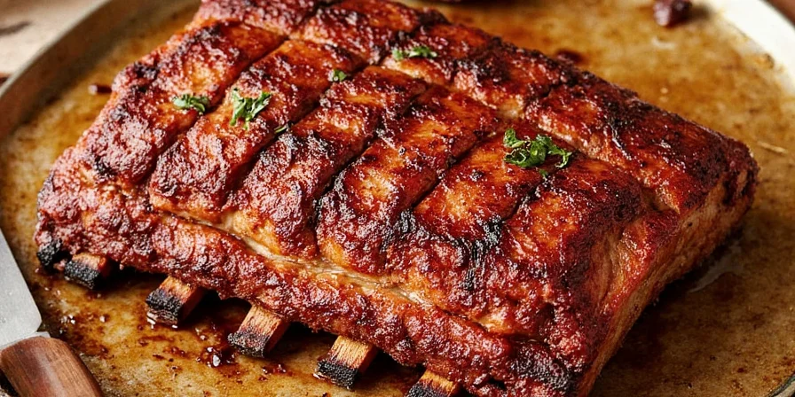 Slow cooking process of pork ribs