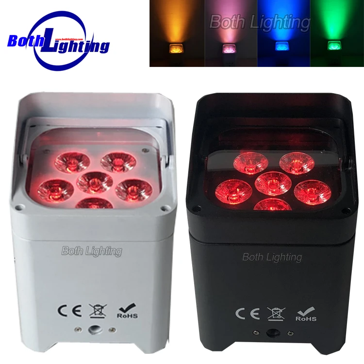 

10PCS with Flight Case IR control led 6x18w dj uplight battery powered wireless rgbwauv 6in1 dmx par lights