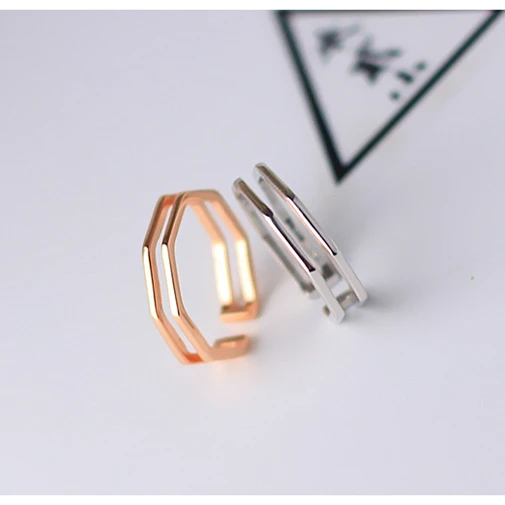 

2021 925 Sterling Silver Ring Design Simple Rose Gold Plated Open Ring For Women