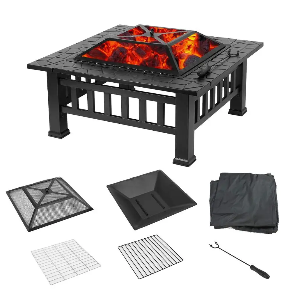 

32" Hot Sale Outdoor Steel Camping BBQ Fire Pit, Black