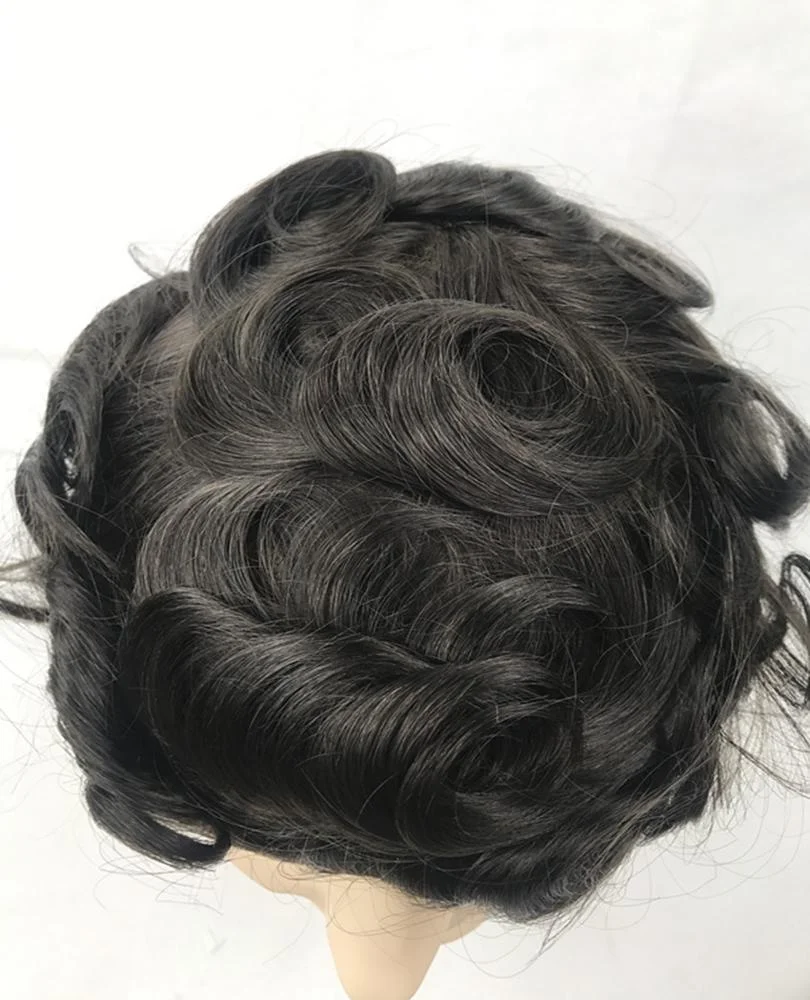 

10x8 dark brown color indian human hair 0.04 pu toupee in stock, Brown color 2