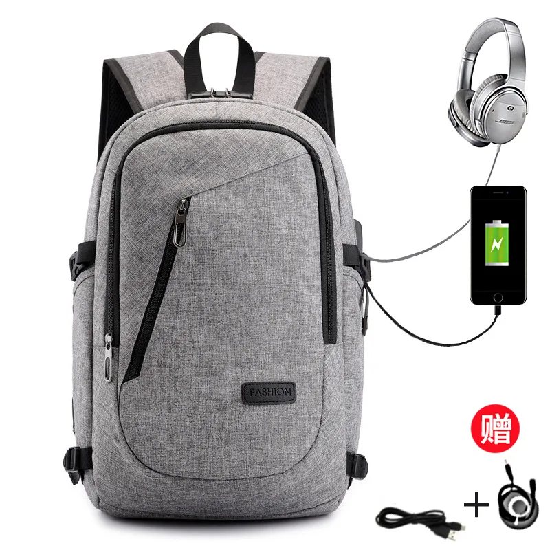 

Water Resistant Polyester Laptop Backpack with USB Charging Port and Fits Under 15.16-Inch Laptop and Notebook, Grey, Many colors