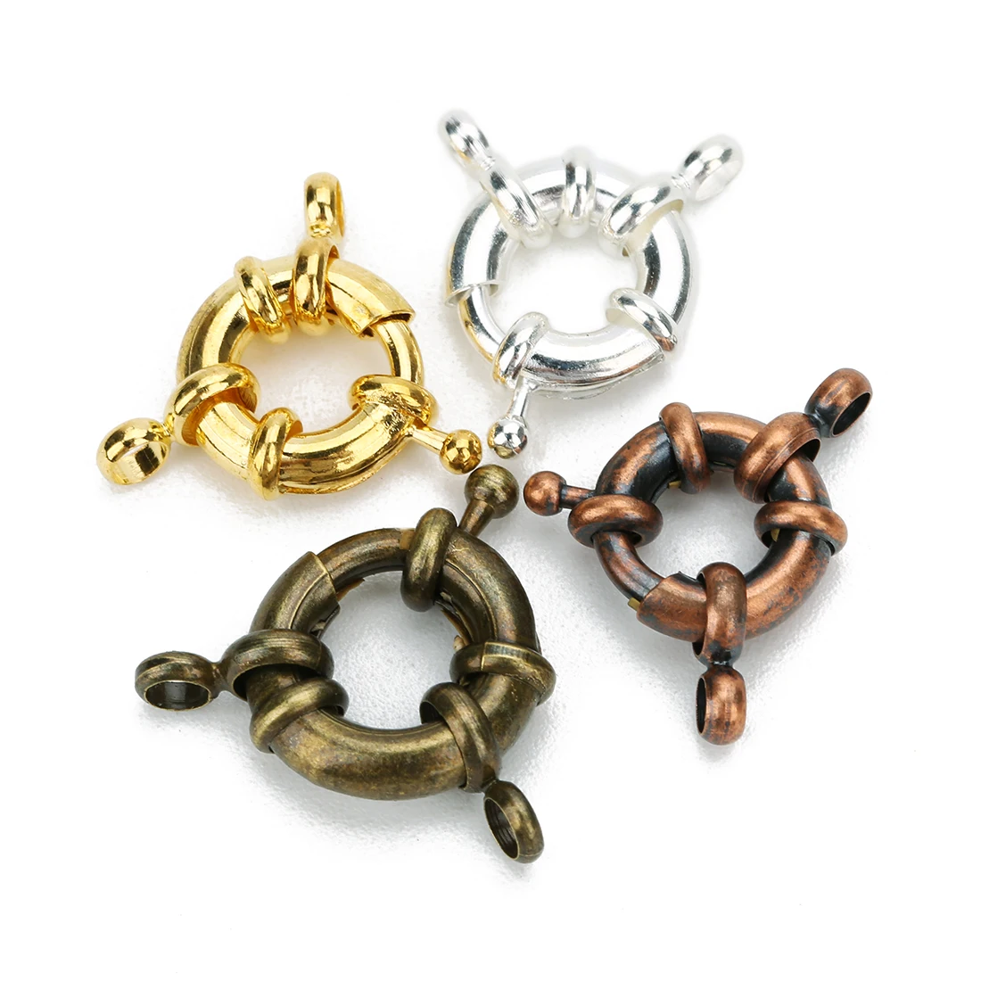 

10 pcs Copper Sailor Clasps Charm Bracelets Connectors End Clasps DIY Jewelry Making Accessories Round Clavicle Necklace Clasp, As photo