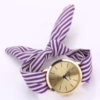 

Fashion Ladies Watches Bowknot design Partysu Stripe Floral Cloth Quartz Bracelet Wristwatch