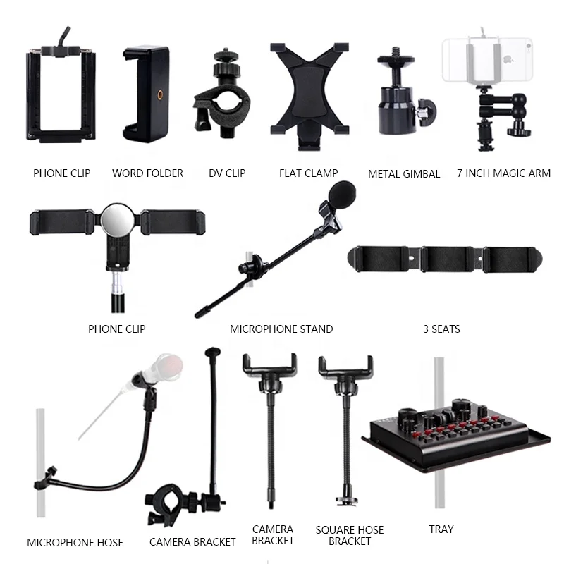 
Ring Light Spare parts flexibly Live Microphone Stand Phone StandTray Phone clip Ring Light With Tripod Stand Tik tok Youtube 