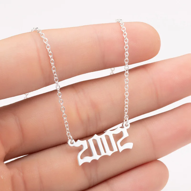 

Stainless Steel Number Pendant Necklace Birth Year Necklaces, Golden