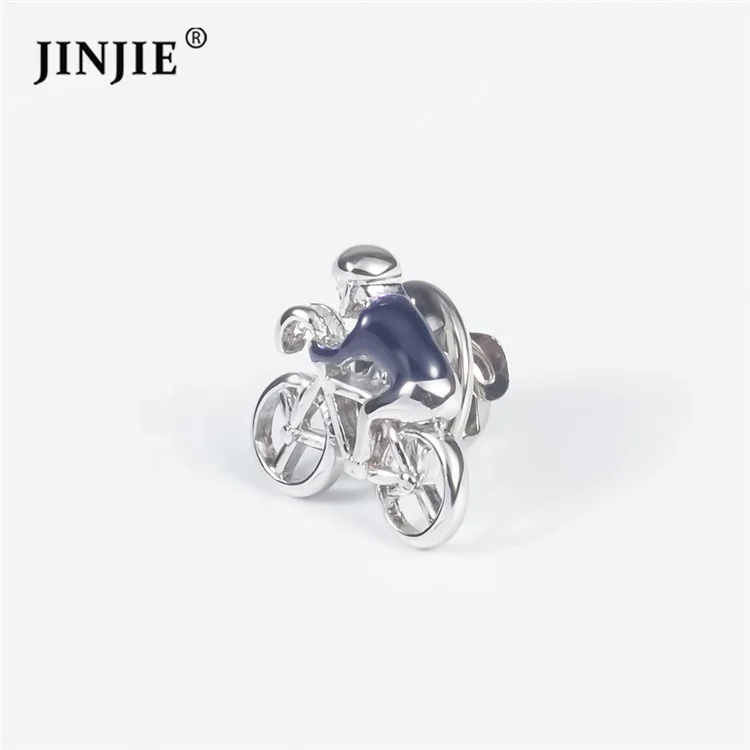 

Personalized funny design men brooch silver plating blue bicycle small brooch pin for men's gift