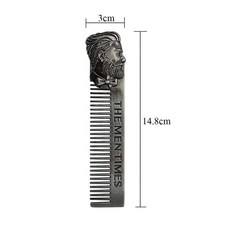 

YDM Gentelman Barber Styling Metal Comb Stainless Steel Men Beard Comb Mustache Care Shaping Tools Pocket Size Silver Hair Comb, Customized color