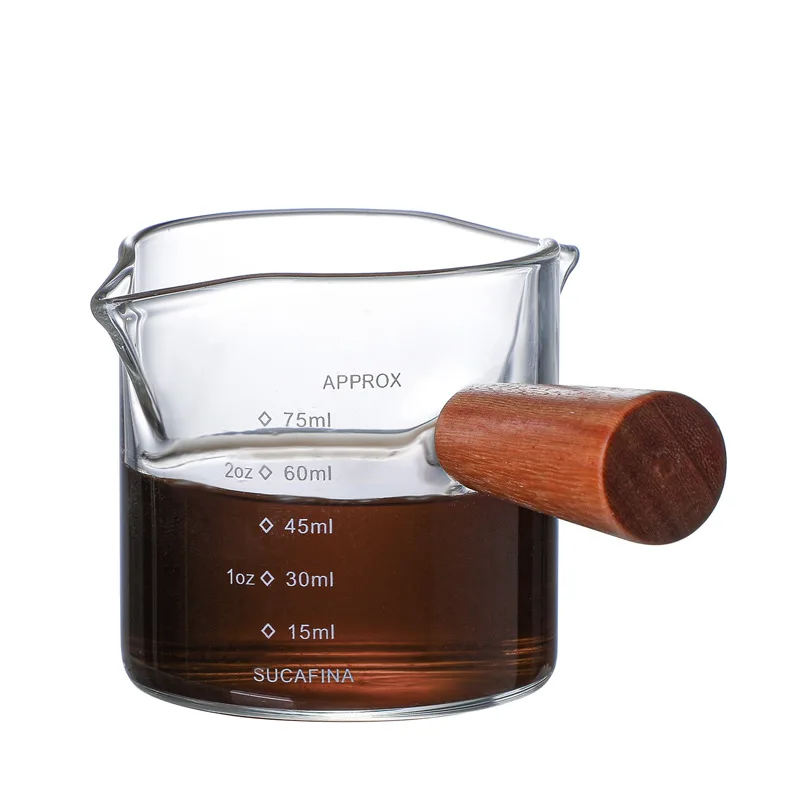 

Free shipping MOQ 2 PCS 70Ml Espresso Measuring Glass Double Spouts Measuring Cups Espresso Shot, Transparent