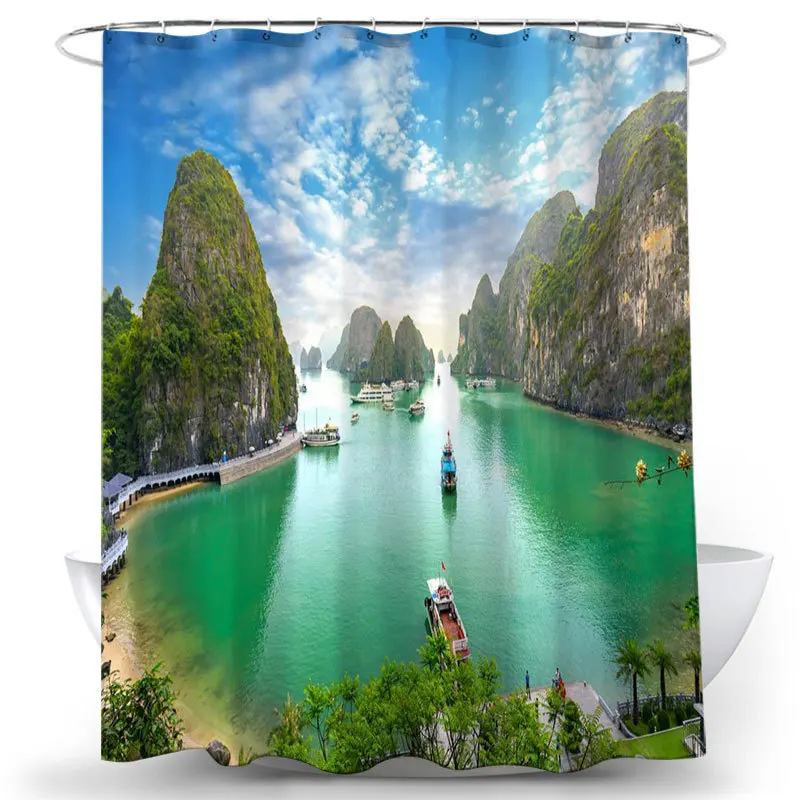 

Natural Scenery Flower Tree Shower Curtains Forest Summer Landscape Bathroom Decor, Picture color