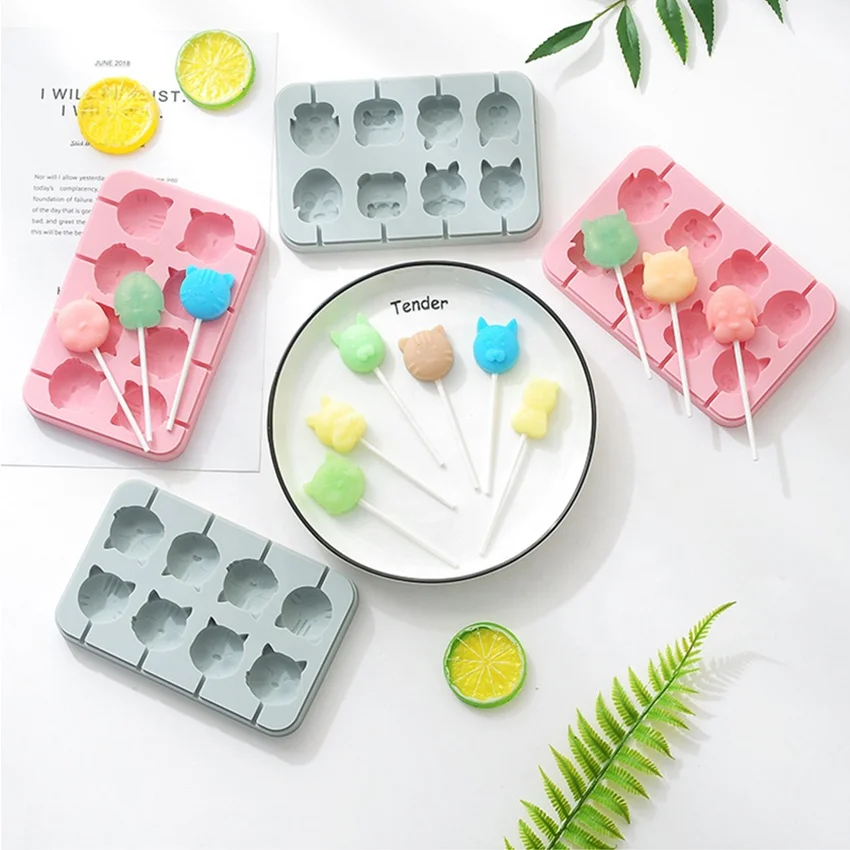 

Low MOQ Cute Cartoon Animal Silicone Chocolate Hard Candy Lollipop Mold