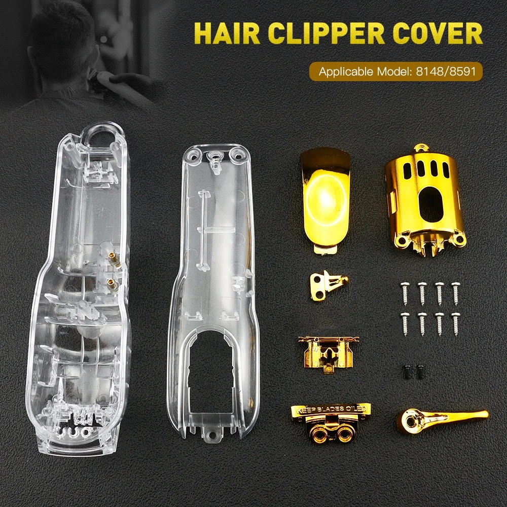 

Transparent Magic Cordless Clipper Case Wireless Housing with Gold Accessories Hair Clipper Clear Cover for 8148,8591, Clear/transparent