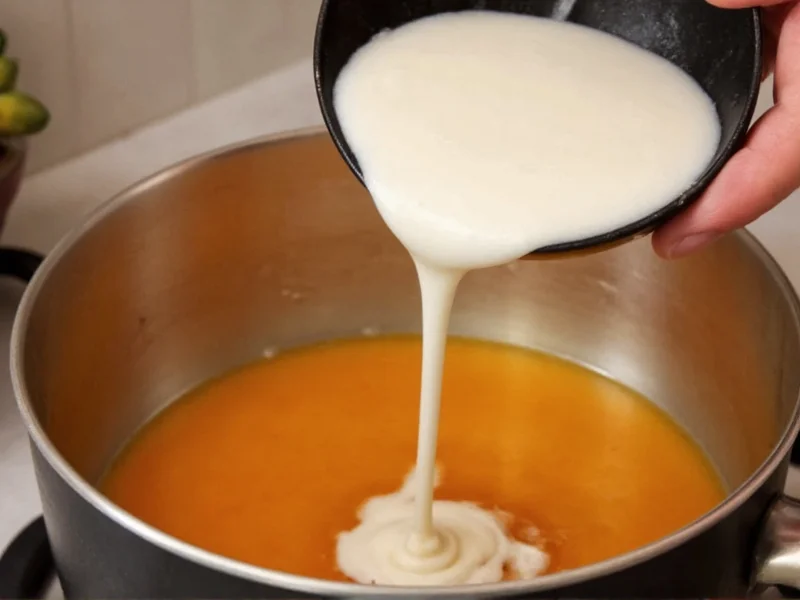 Adding cold cream to bubbling caramel safely