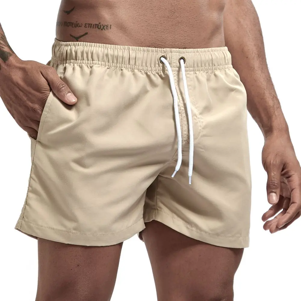 

Classic men's shorts can be customized with LOGO/pattern Solid Color Plus Size Tethered Swim Trunks
