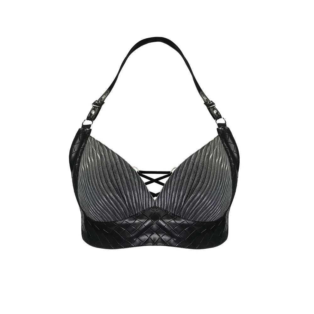 

New cyberpunk style female Luminous Leather sexy top bra