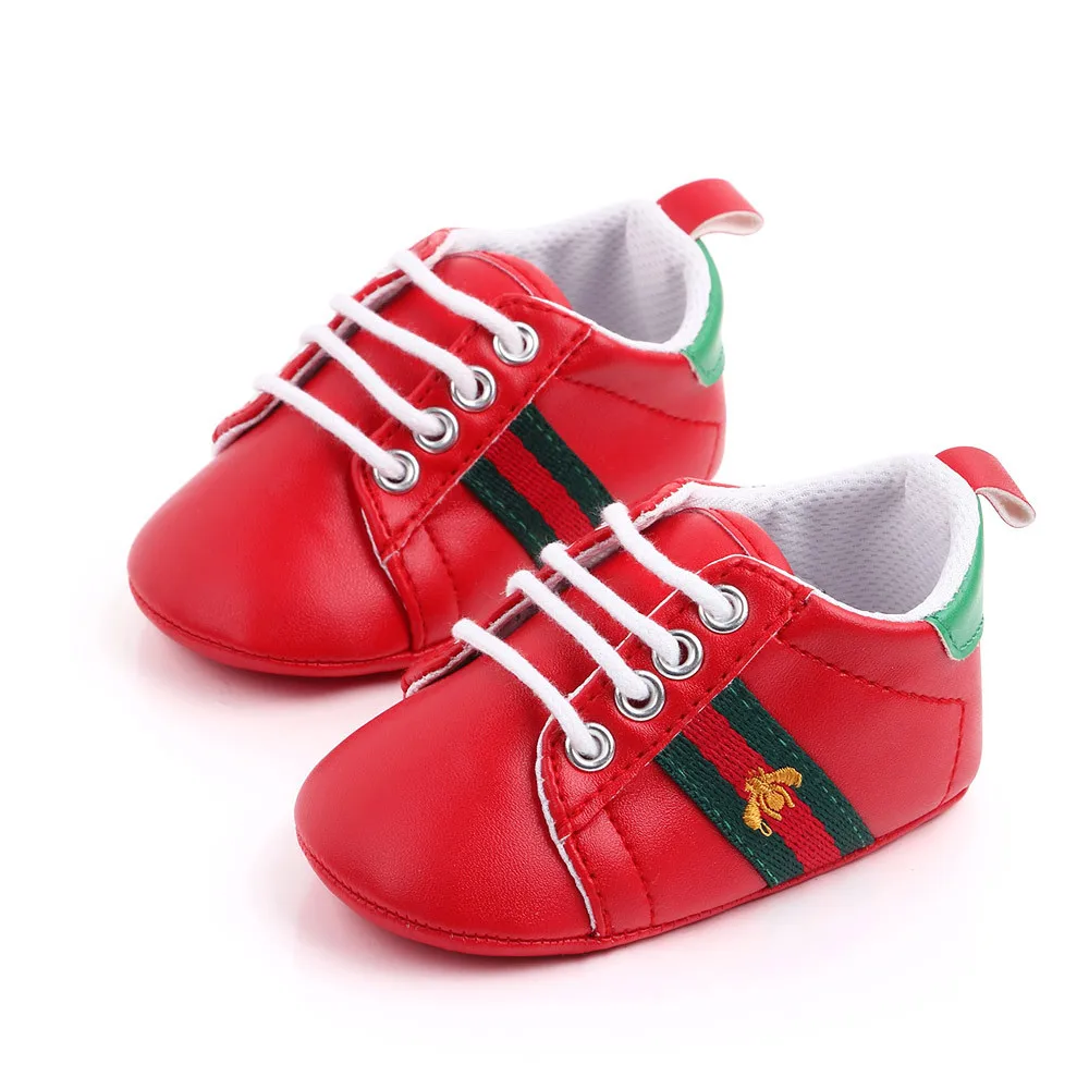 

Low MOQ Pu leather red Lace-up antislip First walker sport sneaker baby casual shoes