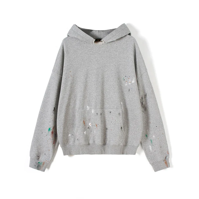 

2021 Splatter Paint Wash Tie Dye cotton french terry Street Wear Ripped oversize Sweatshirts Hoodies men