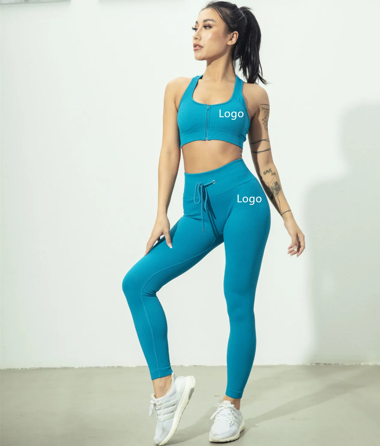 

TD Hottest Women Sweatsuit Set Tracksuit Bra Shirt Fitness Zipper 2 Piece Pants Set Jogging Sportswear, Customized color