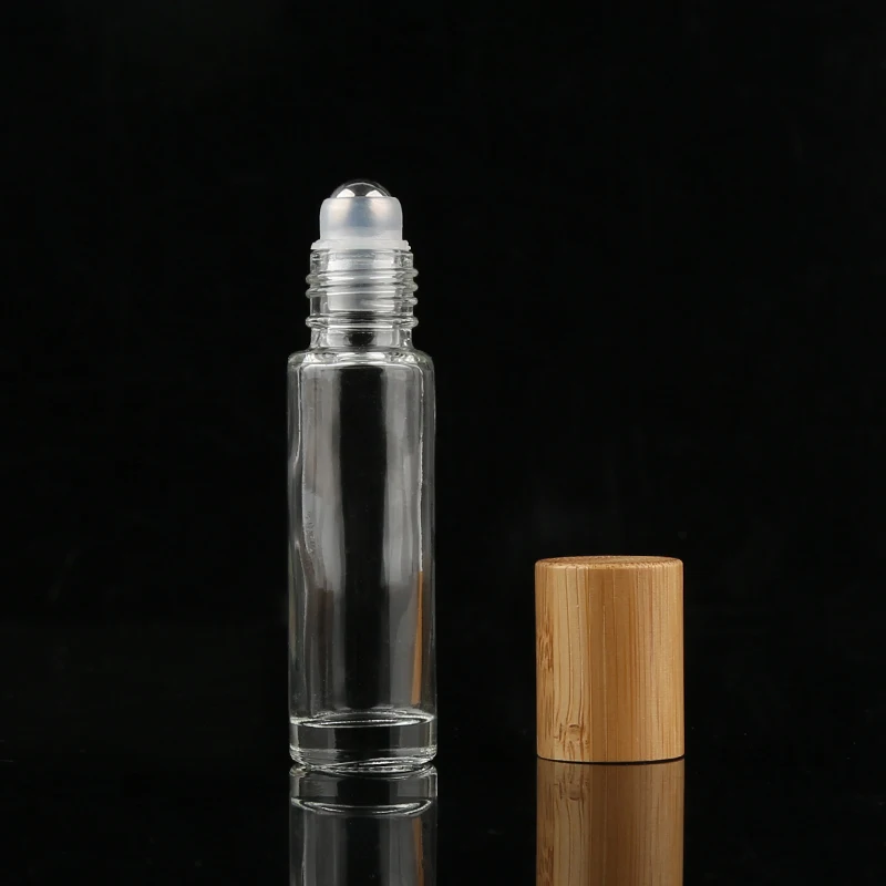 

10ml frosted essential oil roller bottles bamboo lid steel ball