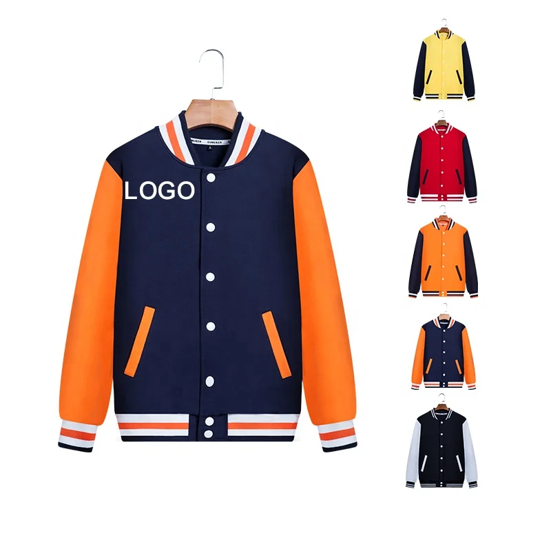 

High Quality Custom Design Plain Cotton Baseball Bomber Jackets Unisex Letterman Jacket