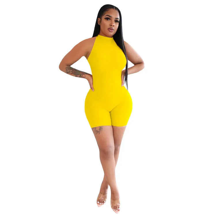 

Women's Clothing Summer Solid Custom Women One Piece Fitness Sleeveless Romper Short JumpsuitJumpsuits, Playsuits & Bodysuits
