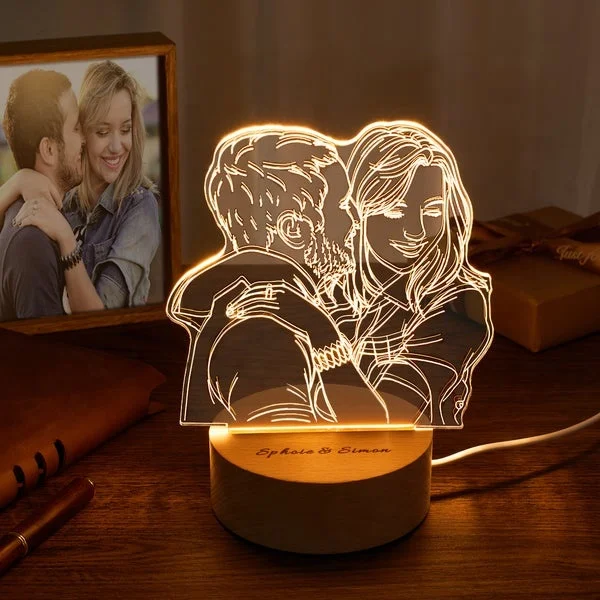 

Personalized Valentine's Day Night Light Gift customized Picture Frame 3D Acrylic Led Lamp for Lovers
