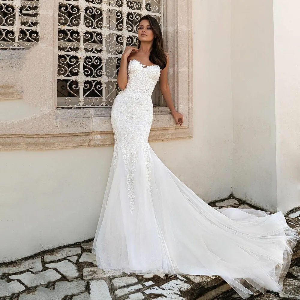 

#13175 Mermaid Wedding Dress Boho 2021 Sexy Off The Shoulder Lace appliques Open Back Bridal Dress Plus Size vestido de noiva