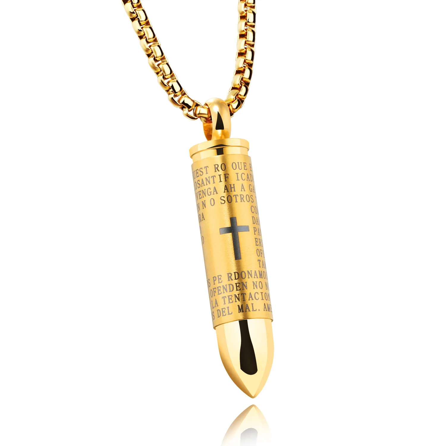 

New hip hop bullet Personalized lettering stainless steel men pendant untwisted creative cross necklace