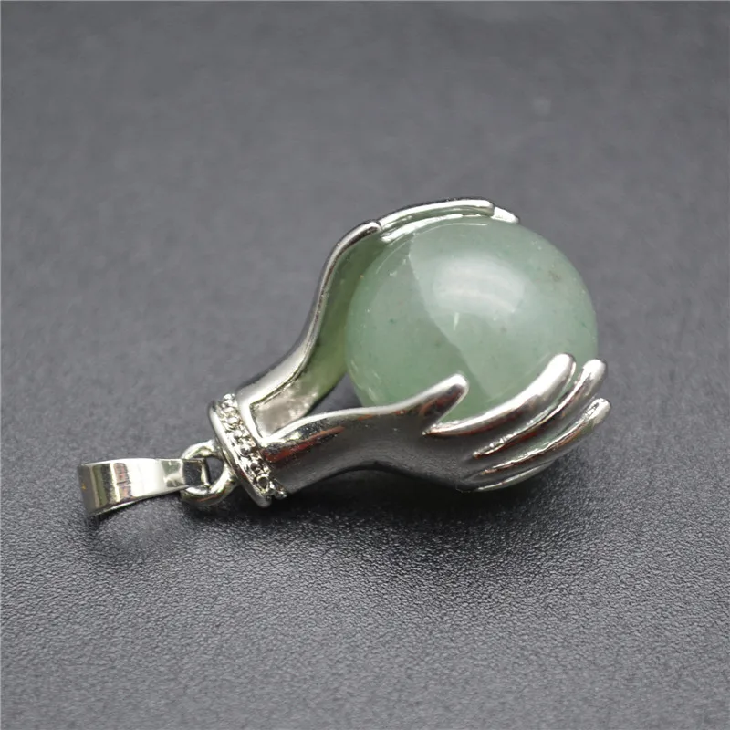

Cute Design Hands Hold Stone Ball Pendant Black Leather Cord Chains Necklace Fashion Woman Children Jewelry