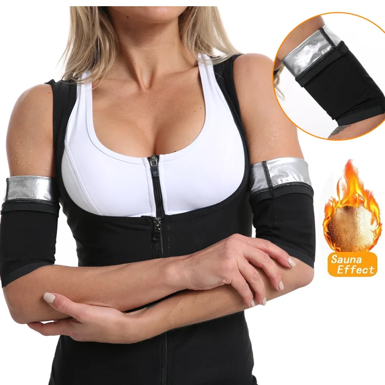 

Silver coated sports burn fat thermo sauna arm belt arm slimming belt sweat wrap, Black
