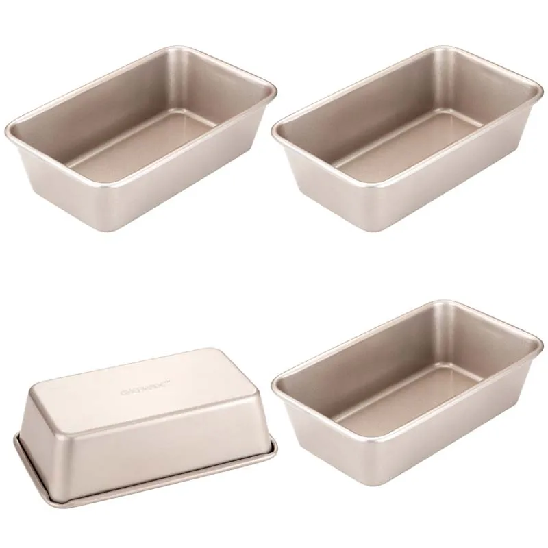 

CHEFMADE Champagne Gold Carbon Steel Non Stick Bakeware Bread Tray Baking Dish Set 4 Of Mini Loaf Pan