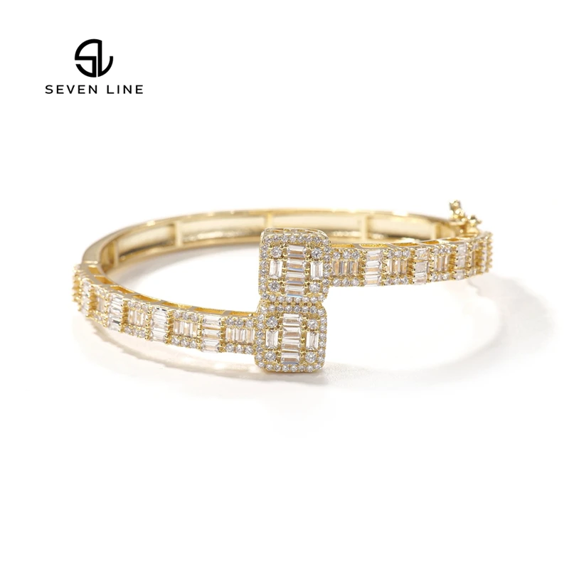 

Hip Hop Jewelry Gold Plated Diamond Bracelet Iced Out Cubic Zirconia Bracelet Jewelry Miami Baguette Bracelets Bangle For Women