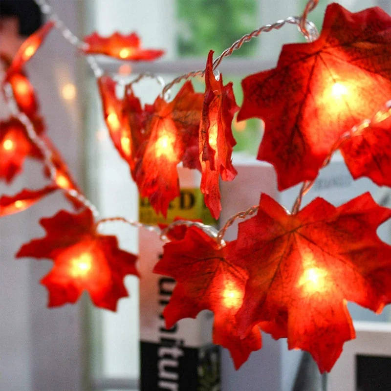 High Quality Waterproof Maple Leaf Garland Battery Operated Fairy Garland for Holiday Home Party Decoration led string light