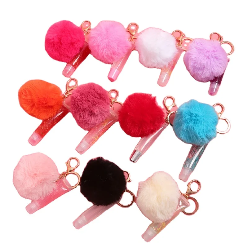 

2021 New Design Rainbow Yellow Scent Fit Color Plumping Base Keychain Girly Lip Gloss Business Vegan Lip Gloss