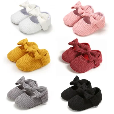 

New fashion Cotton fabric Bowknot pink soft sole princess dress baby shoes girl, 6 colors