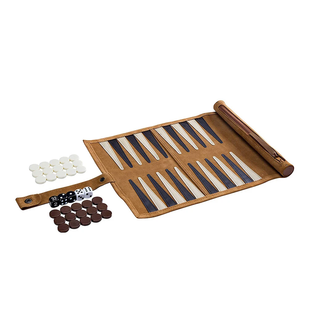 

Leather backgammon board Acrylic pieces portable backgammon board recreation game, Brown