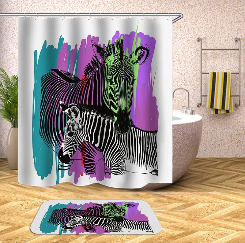 

Famous fashion brand designers manufacture luxury animal shower curtain and rug set