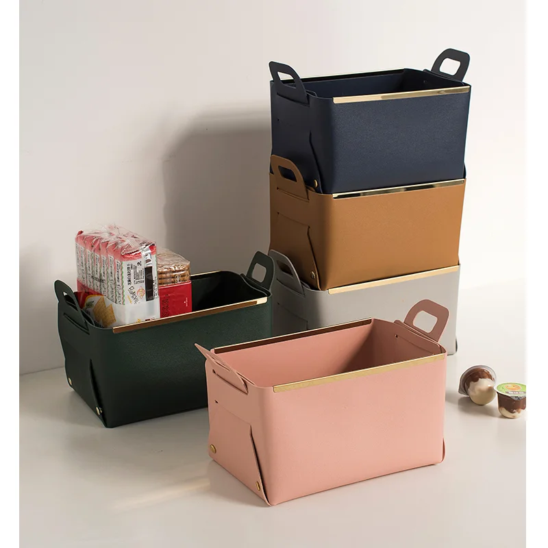 

Nordic leather large storage box creative key toy storage organizer basket