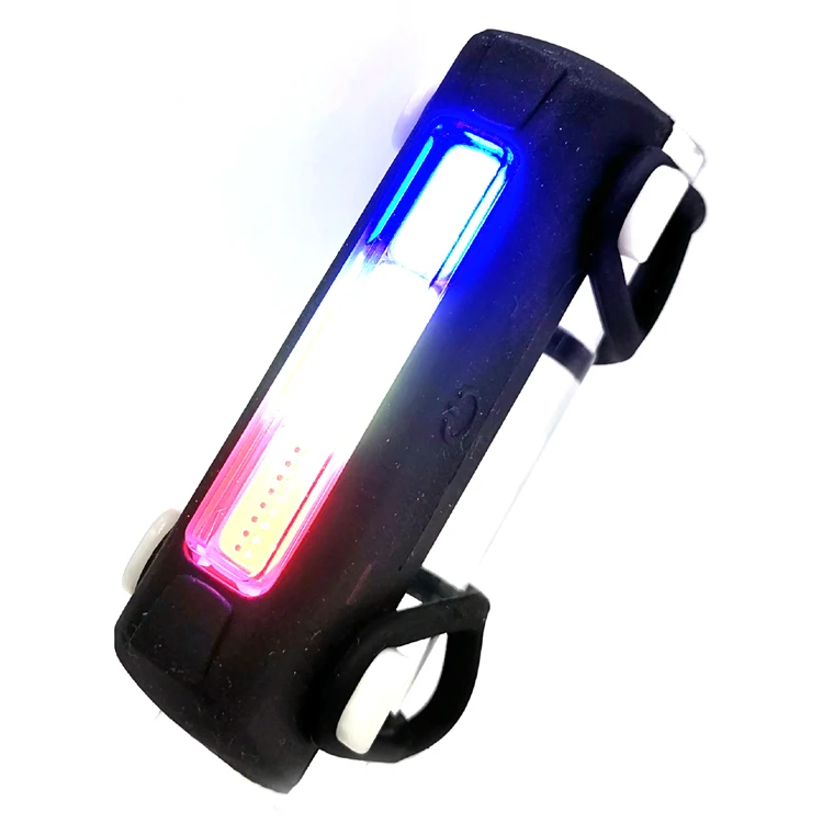 

new rubber coating COB LED USB Rechargeable bike red green blue 3 light modes bicycle tail back rear light