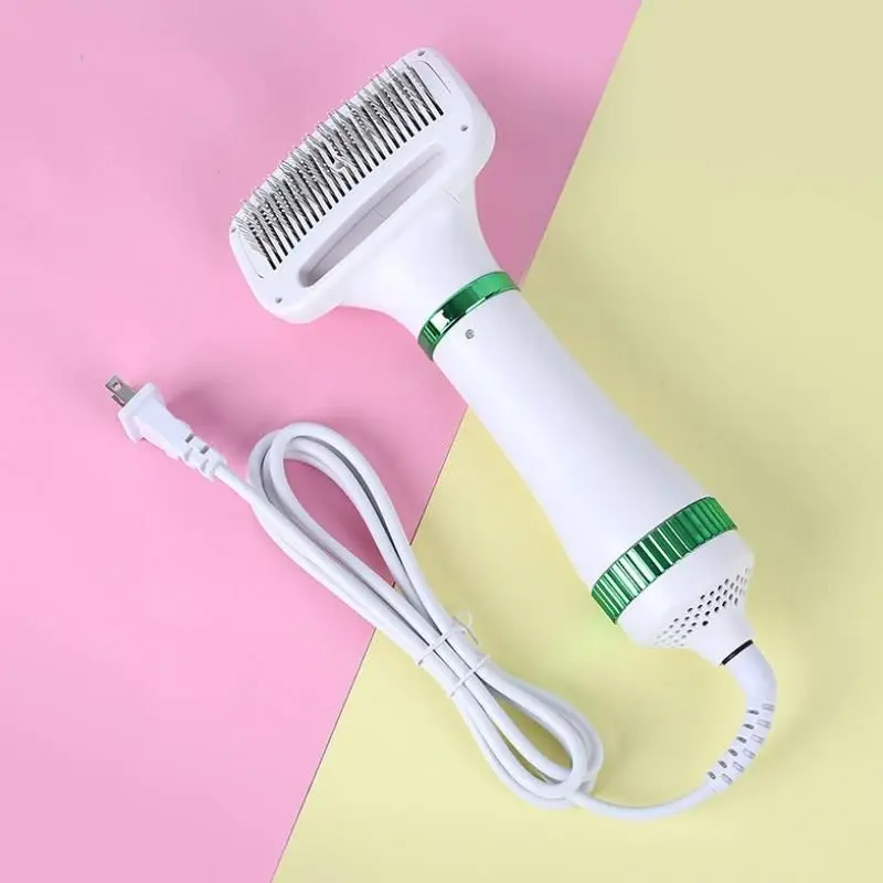 

Pet Grooming Hair Dryer 2-in-1 Portable Dog Pet Hair Dryer Brush Low Noise Grooming Dryer Plug In With Slicker Brush, As shown