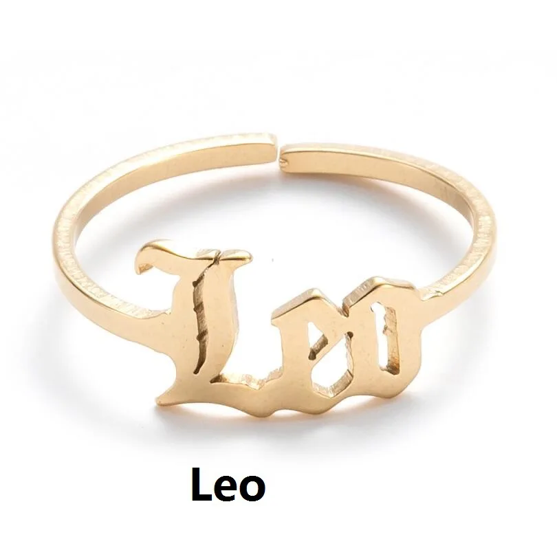 

2021 New Arrivals 18K Gold Plated Horoscope Zodiac Band Rings Adjustable Stainless Steel Astrology Constelation Ring